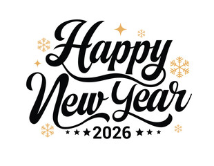 Happy new year 2026 clipart design. New year greeting text clip art for calendar, party celebration, banner and poster card template vector illustration. 
