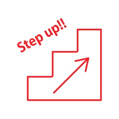 ステップアップのイラスト　赤