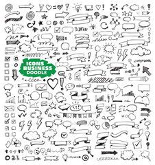 Business doodle elements. Vector illustration in line