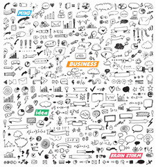 Business doodle elements. Vector illustration in line