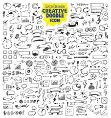 Obraz premium Business doodle elements. Vector illustration in line