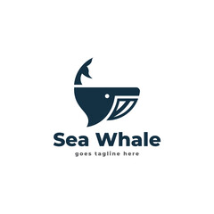 sea ​​whale animal logo design vector template