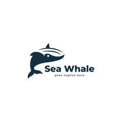 sea ​​whale animal logo design vector template