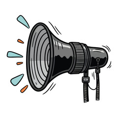 Naklejka premium Cartoon Megaphone with Sound Waves Announcing Loudly with Style.