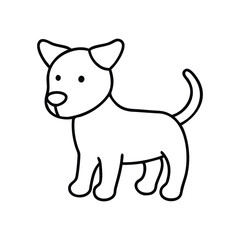 Super Simple Black and White Dog Line Drawing for Toddlers with Thick Outlines