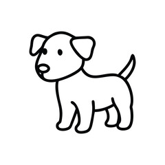 Super Simple Black and White Dog Line Drawing for Toddlers with Thick Outlines