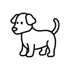 Super Simple Black and White Dog Line Drawing for Toddlers with Thick Outlines