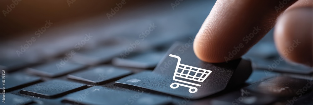 Poster Tracking Blocker Symbol Displayed Over Shopping Website Interface With Keyboard Details