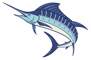 Striped marlin illustration leaping aquatic predator