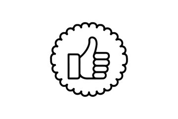 Thumbs Up Badge Icon – Success, Customer Satisfaction, and Trust Symbol
