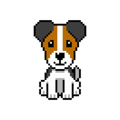 Pixel art cute jack russell terrier dog vector in retro style