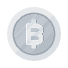 Silver coin with Thai baht sign (฿). Economy, finance, investment, profit, money, THB currency concept. Flat vector illustration isolated on white background