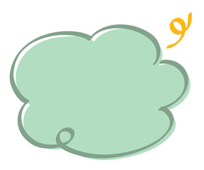 手描き筆タッチのカーリー雲フレーム/グリーン