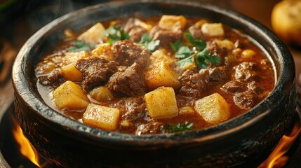 beef stew with vegetables and rice