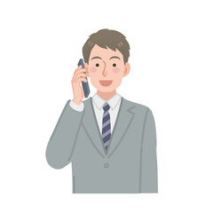スマホから電話をするビジネスマン