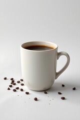 Fototapeta premium chunky 3d coffee cup, exaggerated proportions, simple smooth surface, minimalist aesthetic, on white background