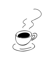 コーヒー_手書きイラスト_線画｜Coffee_Hand-drawn Illustration_Line Art
