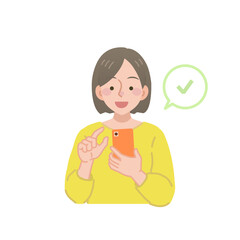 スマホをチェックする女性のイラスト