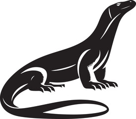 Giant Monitor Lizard Silhouette Vector Illustration Reptile Wildlife Design