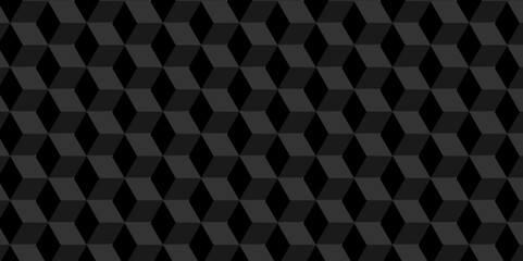 Black cube square geometric tile hexagon mosaic wall grid wallpaper. black and gray geometric block cube structure texture background.	
