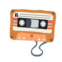Vintage old retro audio cassette tape icon clipart avatar logotype isolated illustration