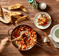 Shrimp Bruschetta with Grilled Bread and Herbs