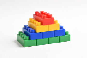 Plastic building blocks isolated on white background