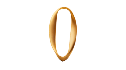Elegant Golden Zero on transparent Background Design Element