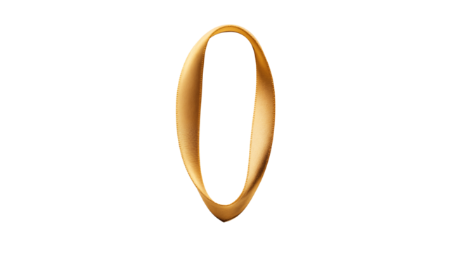 Elegant Golden Zero on transparent Background Design Element