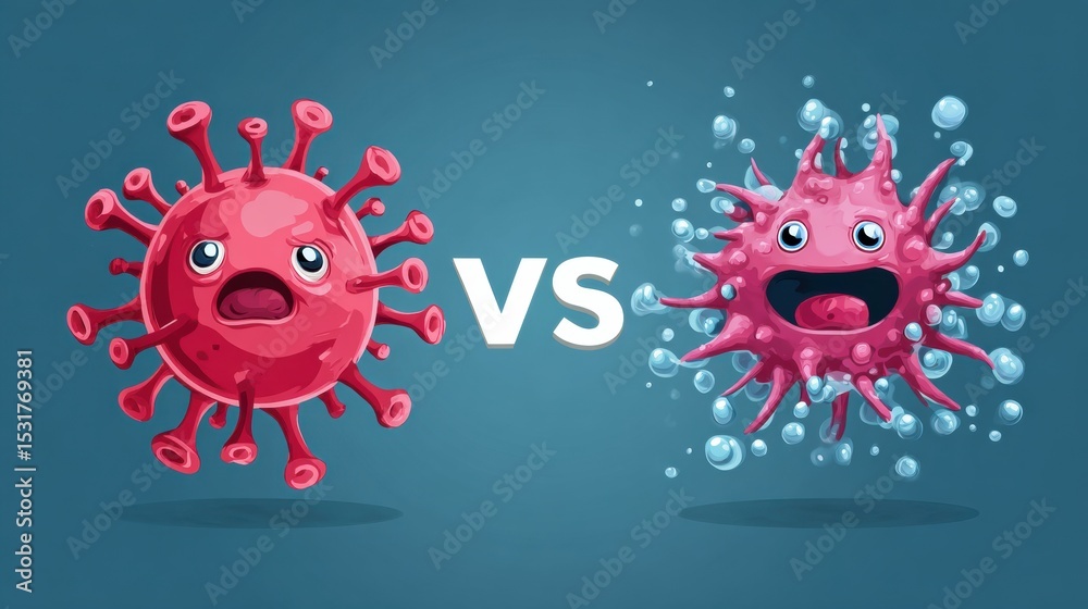 Aufkleber comparison chart illustrating the differences between vaccines and viruses highlighting their effect