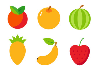 Simple flat design fruit icons set