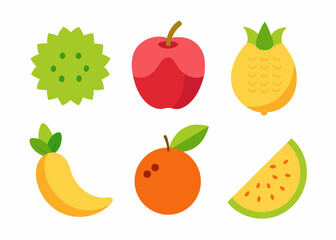 Colorful flat design fruit icons set