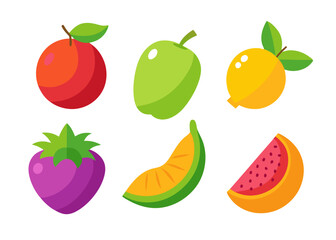 Collection of flat style fruit icons