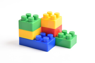 Fototapeta premium Plastic building blocks isolated on white background