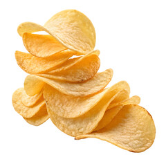 Crispy Potato Chips:  Texture, Food Photography, Snack, Delicious on transparent background
