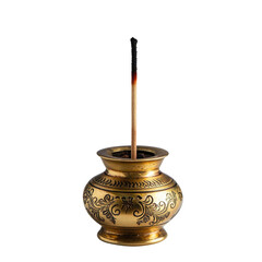 Elegant Brass Incense Holder with Stick Ready for Aromatic Use