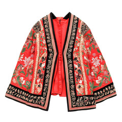 Colorful embroidered shawl with intricate floral and butterfly patterns