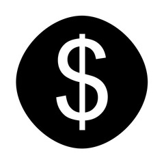 Simple dollar symbol coin with white background