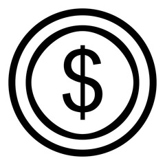 Outlined dollar coin icon inside a circle