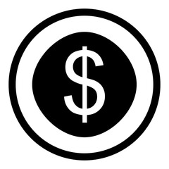 Solid dollar coin symbol in round icon style