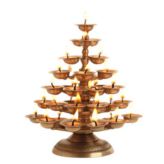 Traditional Oil Lamp Decorative Display with Multiple Flames Glowing