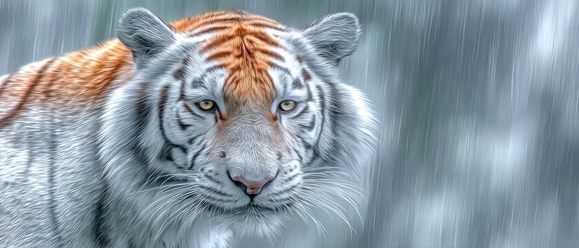 Close-up of a majestic white tiger