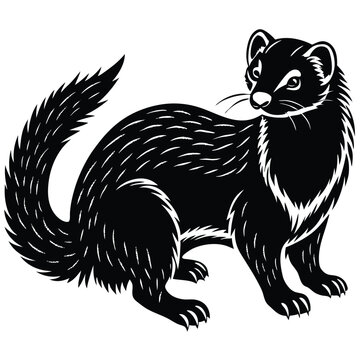 Silhouetted weasel with detailed fur