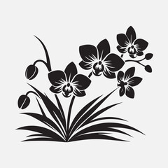Fototapeta premium flower silhouette vector, flower logo vector illustration, flower silhouette vector design