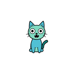 cartoon zombie cat on white background  funny hall 
