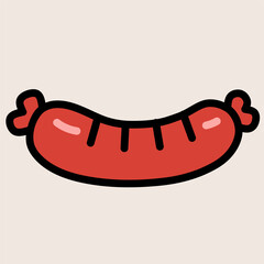 Flat style sausage BBQ icon with cute and minimal look. Perfect for summer food design, barbecue party graphics, and meat grill themed illustrations.