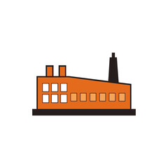 Obraz premium flat factory building silhouette on white 