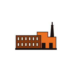 Obraz premium flat factory building silhouette on white 
