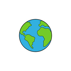 globe of earth cartoon icon on white background  