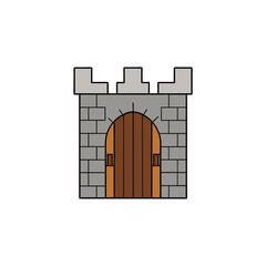 Fototapeta premium realistic ancient castle gate with iron doors on vector illustration